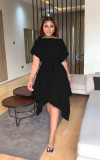 Wide waist solid color dress
