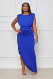 Sleeveless high waisted irregular slit dress