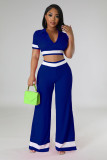 V-neck crop top polo shirt straight leg sports pants two-piece set