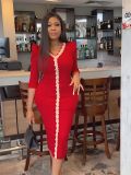 Lace pencil skirt with high waist and hip hugging dress