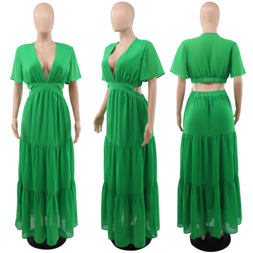 Chiffon low cut waist dress