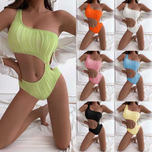 Texture fabric hollow one-piece swimsuit bikini