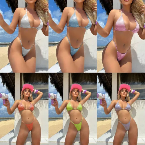 Split shiny bikini
