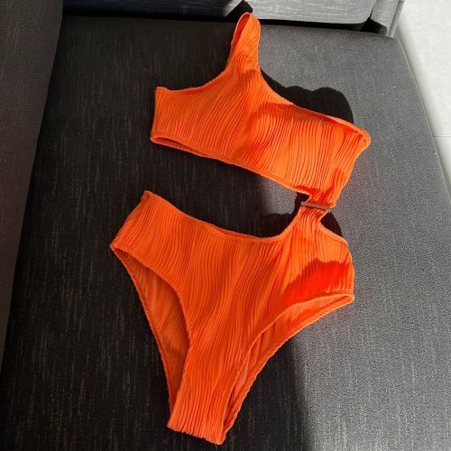 Texture fabric hollow one-piece swimsuit bikini
