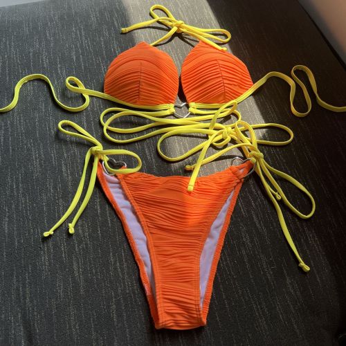 Love Drawstring Strap Hard Cup Bikini Swimsuit