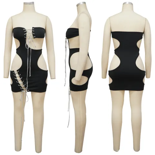 Sleeveless Strap Irregular Solid Color Dress