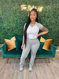 Color blocking short sleeved T-shirt long pants two-piece set