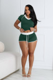 Sports high stretch yoga fabric pressure strip V-neck two-piece set