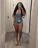 Strapless slim fit elastic denim two-piece set