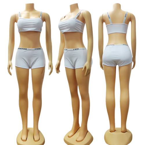 Strap strapless shoulder strap printed letter shorts set