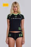 Letter printed short sleeved top and shorts set