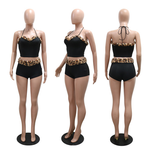 Two piece set of lace up short top and shorts CY901444