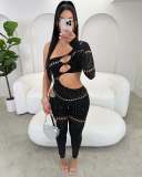 Hollow mesh pajamas lace underwear jumpsuit