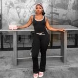 Cross flared pants nude yoga fitness two-piece set