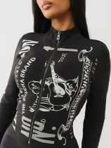 Zipper long sleeved shorts set