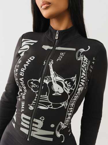 Zipper long sleeved shorts set