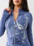 Zipper long sleeved shorts set