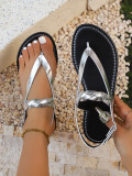 Double toed herringbone sandals, large size, open toed flat shoes