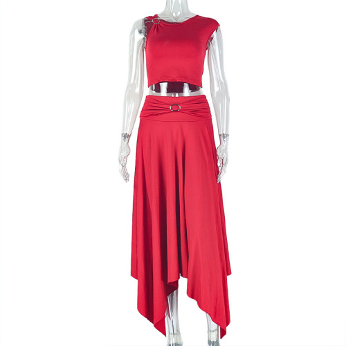 Single strap off shoulder one neck long dress set
