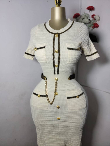 Short sleeved button knit dress