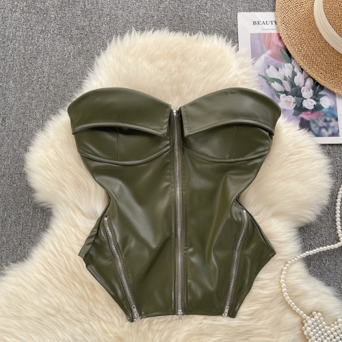 Strapless vest zipper short top