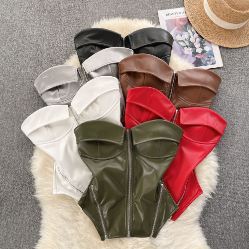 Strapless vest zipper short top