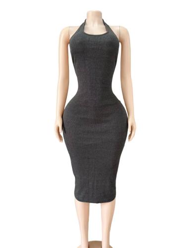 Shoulder strap backless dress