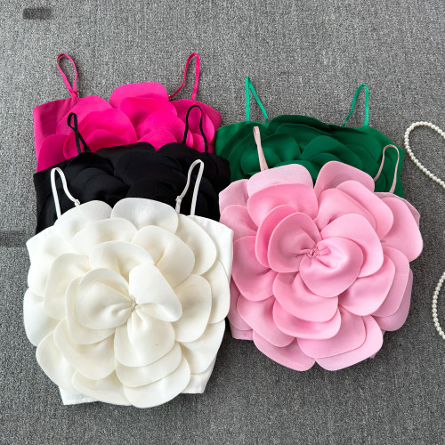 3D flower small camisole vest top