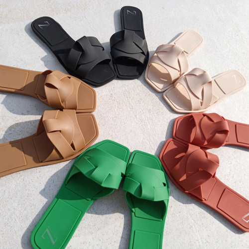 Beach crystal jelly one-piece slippers