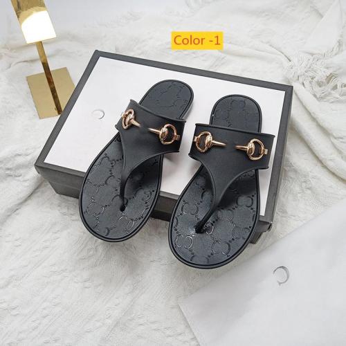 Jelly colored flip flops