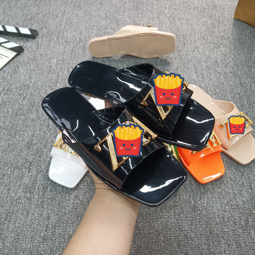 Beach crystal jelly one-piece slippers