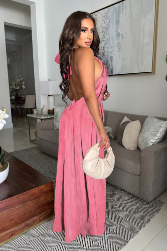 Backless sleeveless wide leg jumpsuit