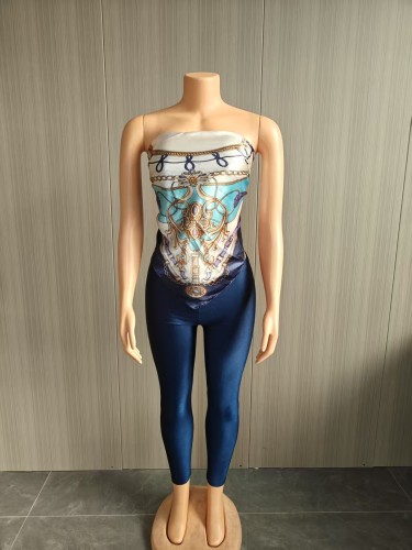 Backless top and pants two-piece set