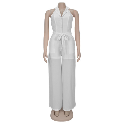 V-neck backless jumpsuit