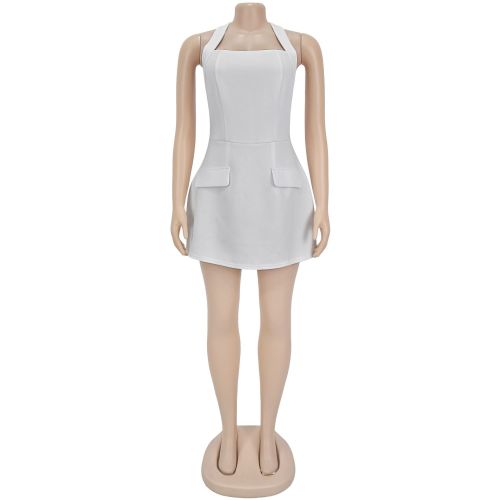 One neck hanging neck backless short dress