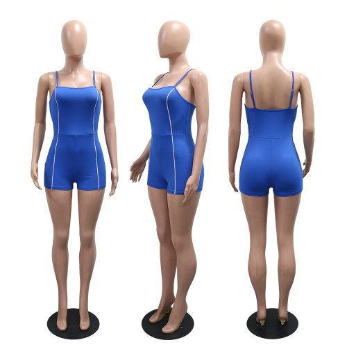 Solid color tight camisole jumpsuit shorts