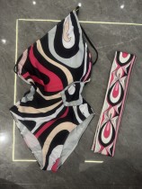 Striped one-piece swimsuit+headscarf PH2510