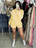 Long sleeved zipper woven shorts two-piece set
