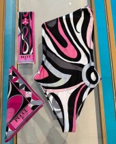 Striped one-piece swimsuit+square scarf and Headscarf PH2510-2