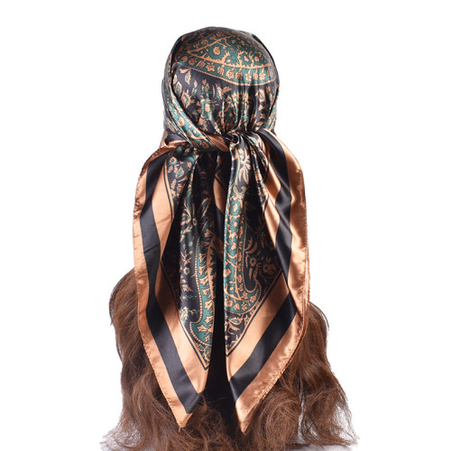 Cashew flower pattern printed large square scarf and silk scarf