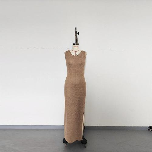 Long style side split two-piece camisole knitted beach cover long skirt