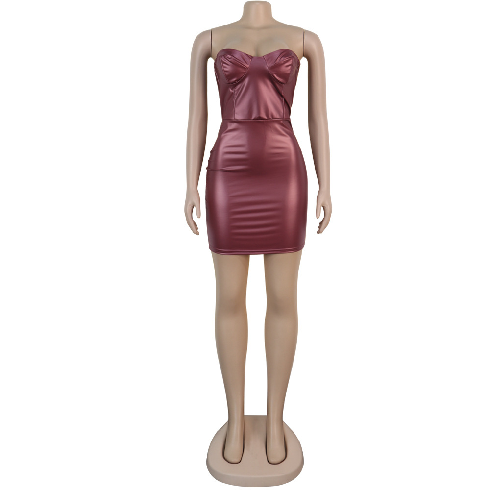 Sexy wrapped chest zipper slim dress nightclub dress FX150