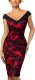 Women's Elegant V Neck Sleeveless Vintage Rose Floral Cocktail Dress