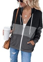 Women's Zip up Hoodies Casual Plain Sweatshirt with Pockets