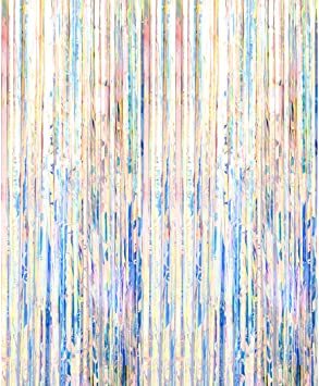 Metallic Tinsel Rose Red Foil Fringe Curtains Backdrop New Year Hanging Streamers for Party/Prom/Birthday Favors