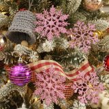 Plastic Christmas Glitter Snowflake Ornaments Christmas Tree Decorations, 4-inch, Set of 36