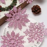 Plastic Christmas Glitter Snowflake Ornaments Christmas Tree Decorations, 4-inch, Set of 36
