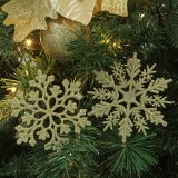 Plastic Christmas Glitter Snowflake Ornaments Christmas Tree Decorations, 4-inch, Set of 36