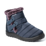 Womens Fur Lining Winter Warm Snow Boots Comfy Flats Waterproof Non-Slip Ankle Short Boots Slip On Low Heel Casual Boots Shoes Ladies Fashion Outdoor Walking Sport Shoes