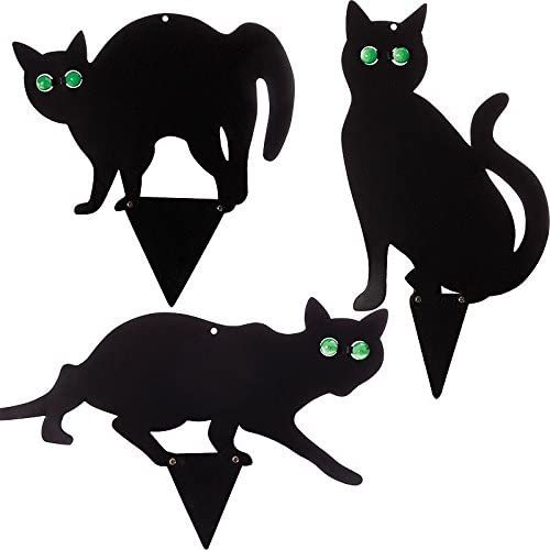 Pack of 3 Black Powder Coated Metal Cat 